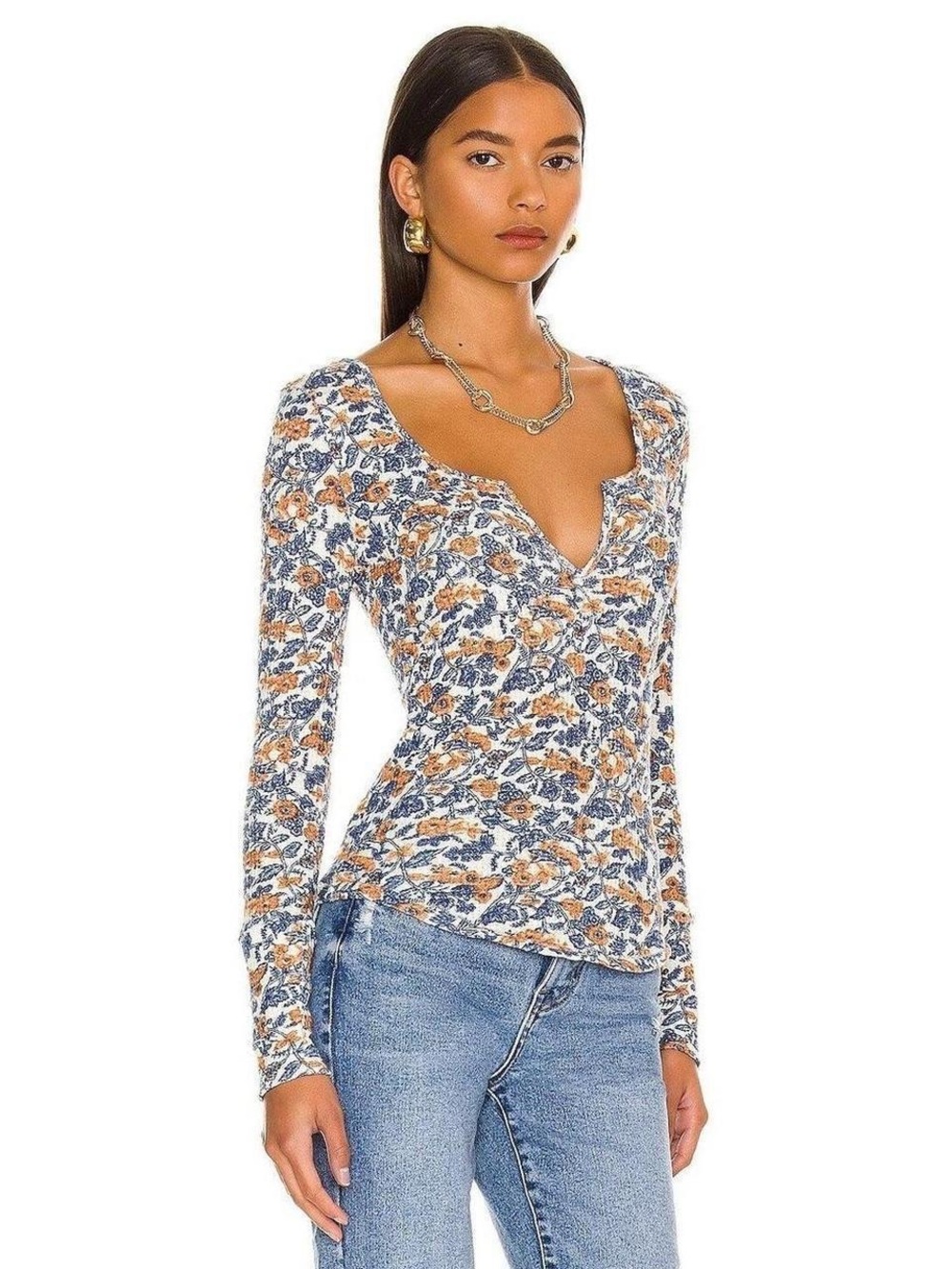 Free People Ciara Printed Layering Top Sand Combo Size Small